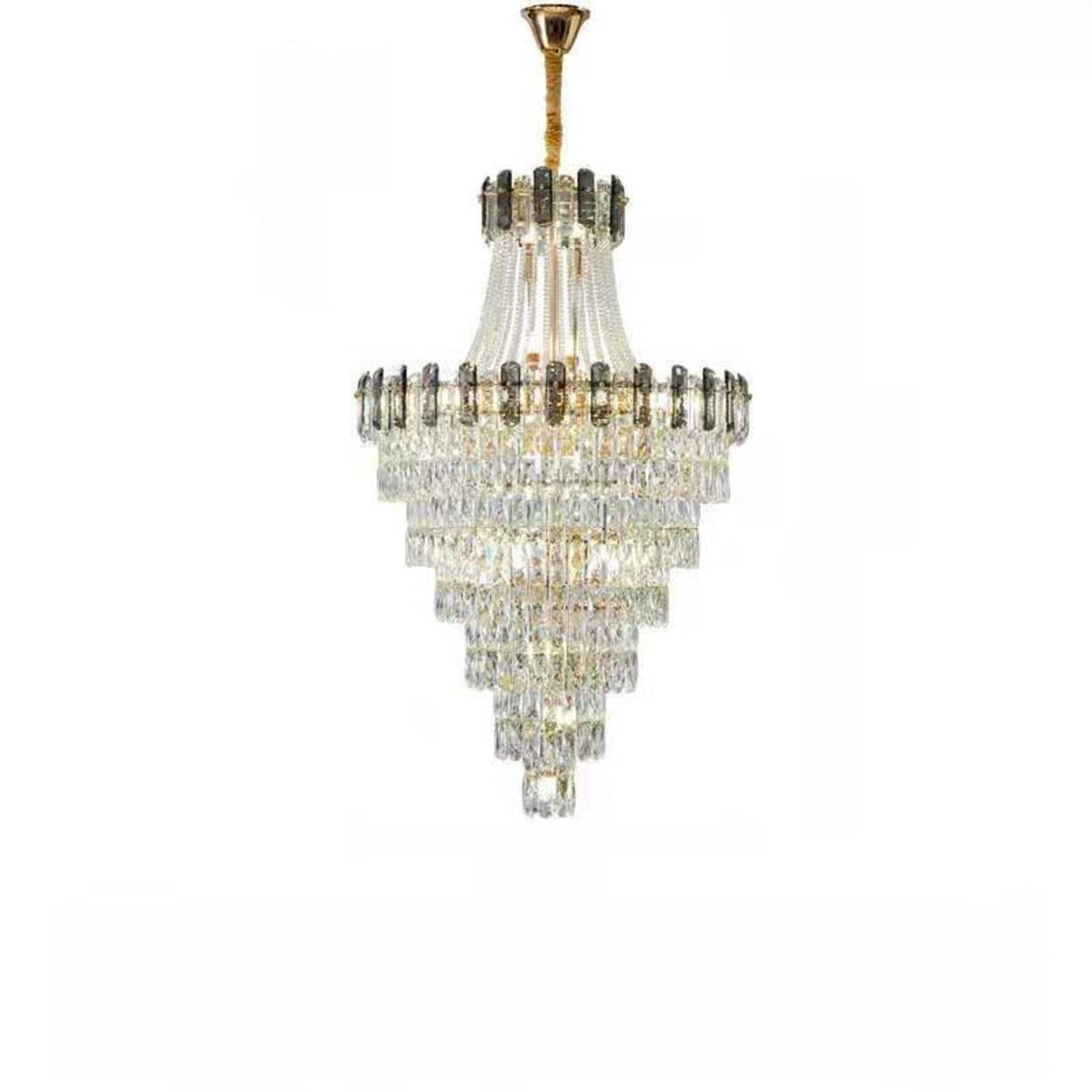 Luxurious Tiered Chain Faceted Crystal Chandelier Image - 8