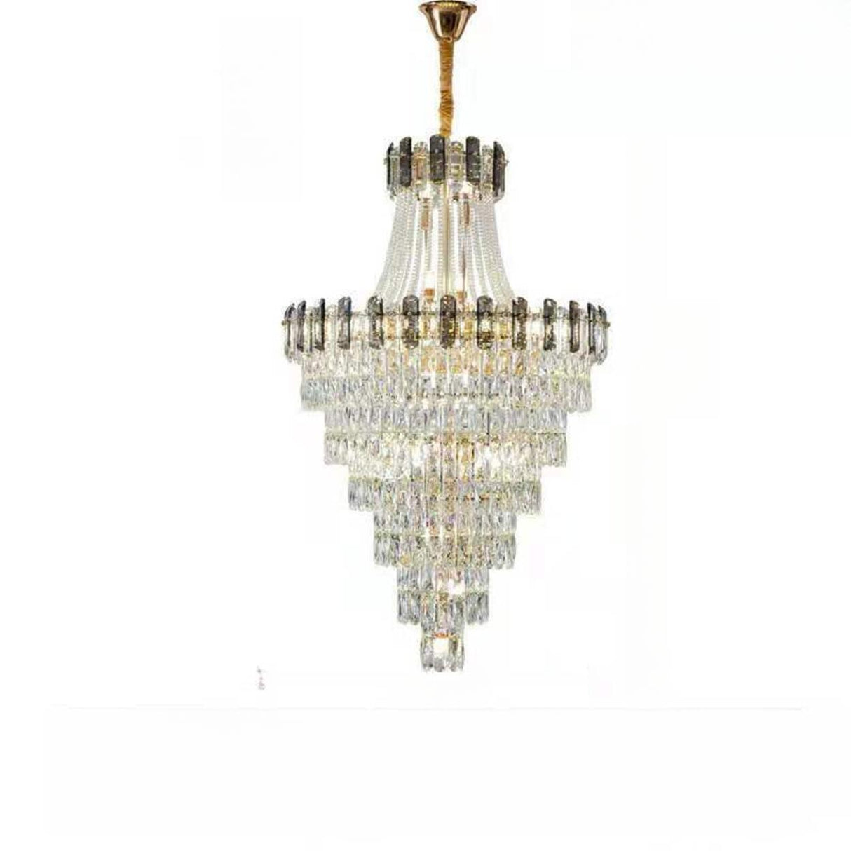 Luxurious Tiered Chain Faceted Crystal Chandelier Image - 9