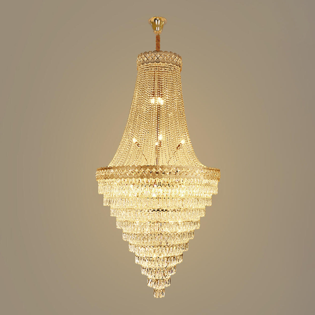 Luxurious Tiered Crystal Cascading Rock Glass Chandelier Image - 10