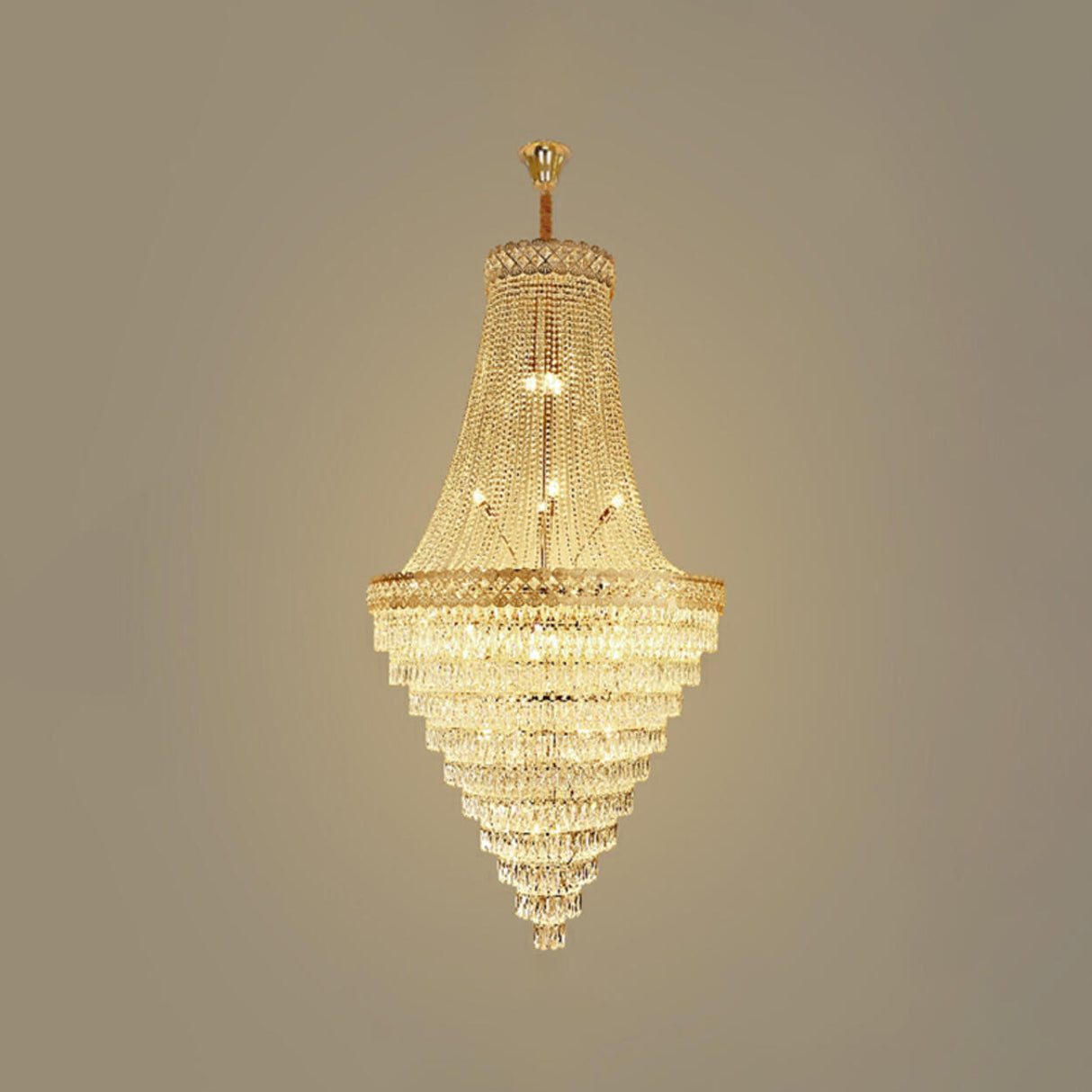 Luxurious Tiered Crystal Cascading Rock Glass Chandelier Image - 16