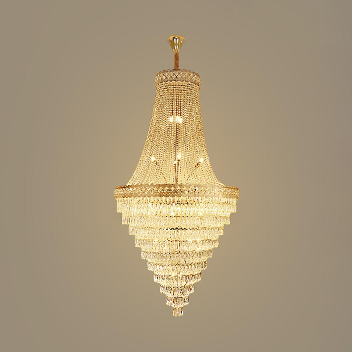 Luxurious Tiered Crystal Cascading Rock Glass Chandelier Image - 2