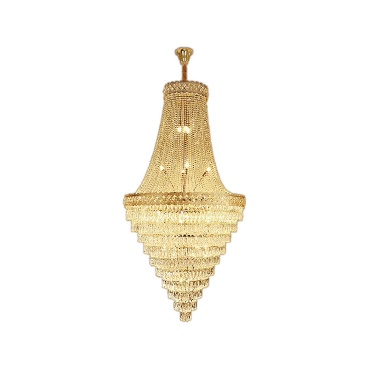 Luxurious Tiered Crystal Cascading Rock Glass Chandelier Image - 7