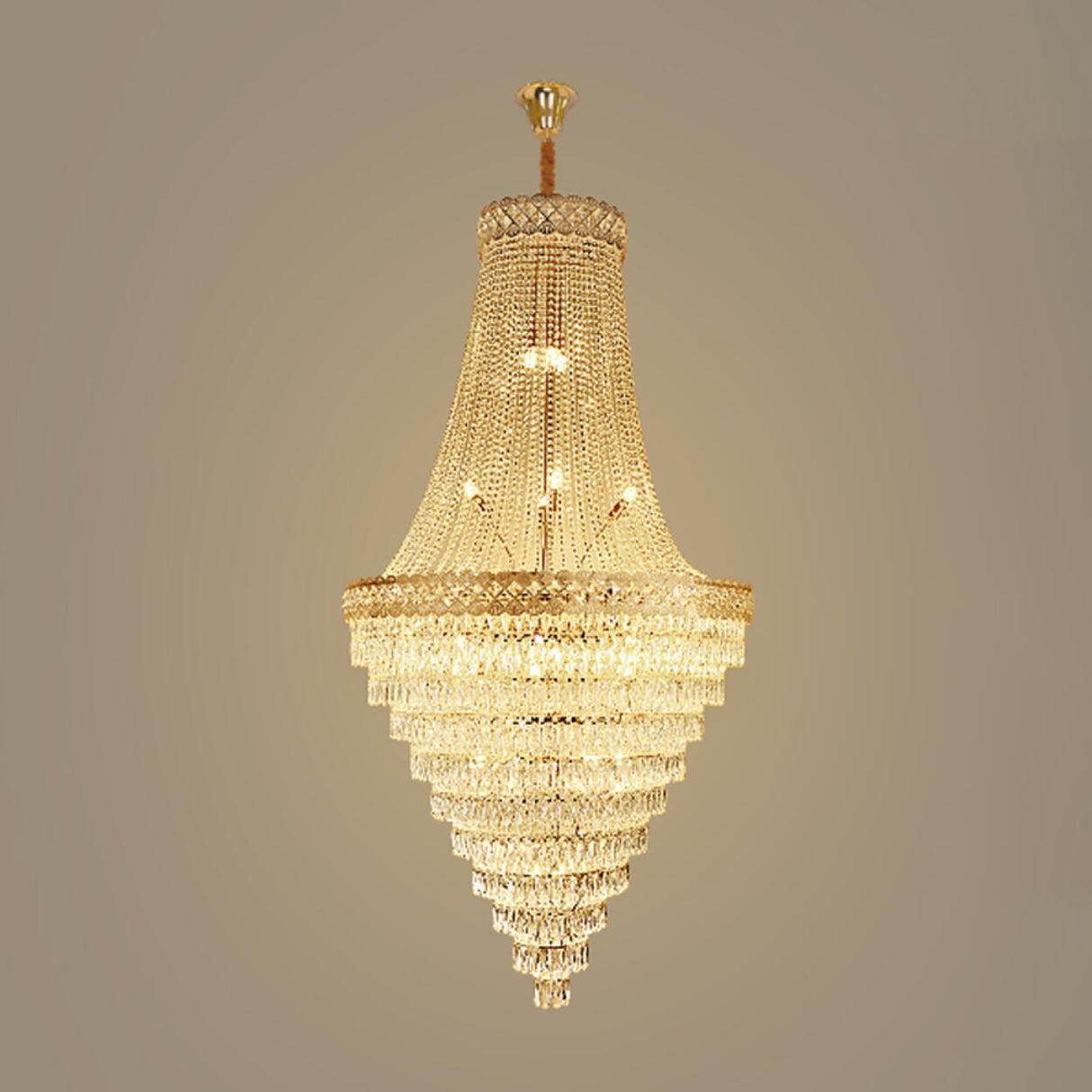 Luxurious Tiered Crystal Cascading Rock Glass Chandelier Image - 8