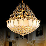 Luxurious Tiered Lotus Crystal Dining Room Chandelier Image - 2