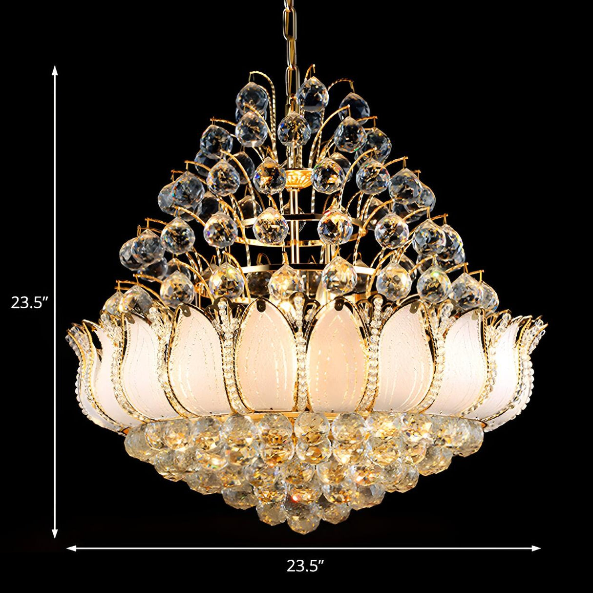 Luxurious Tiered Lotus Crystal Dining Room Chandelier 