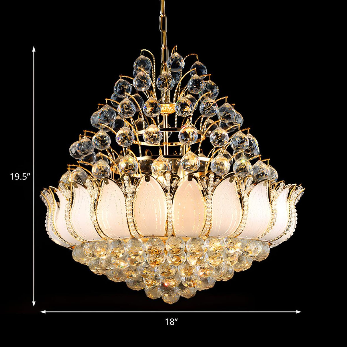 Luxurious Tiered Lotus Crystal Dining Room Chandelier Image - 7