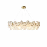 Luxury 2 Tiers Crystal Pearl Round Chandelier Image - 10