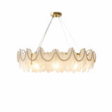 Luxury 2 Tiers Crystal Pearl Round Chandelier Image - 16