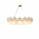 Luxury 2 Tiers Crystal Pearl Round Chandelier Image - 2