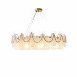 Luxury 2 Tiers Crystal Pearl Round Chandelier Image - 3