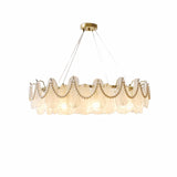 Luxury 2 Tiers Crystal Pearl Round Chandelier Image - 31