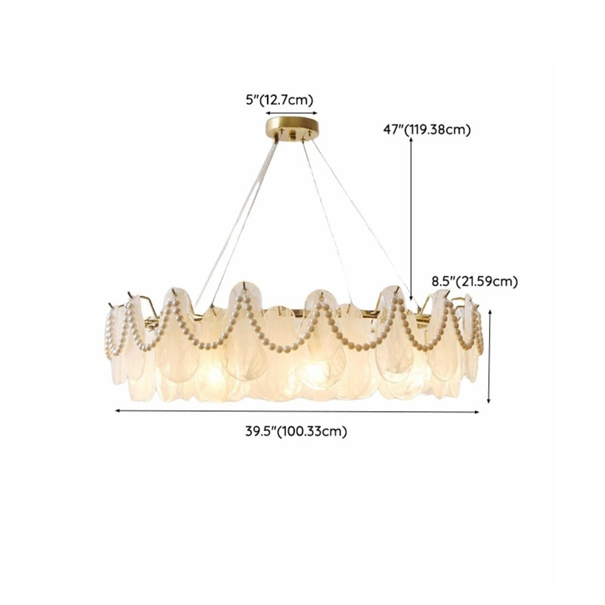 Luxury 2 Tiers Crystal Pearl Round Chandelier Image - 43