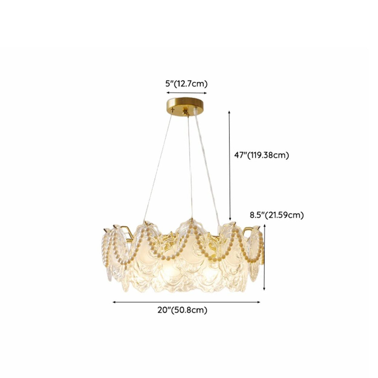 Luxury 2 Tiers Crystal Pearl Round Chandelier Image - 48