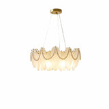 Luxury 2 Tiers Crystal Pearl Round Chandelier Image - 5