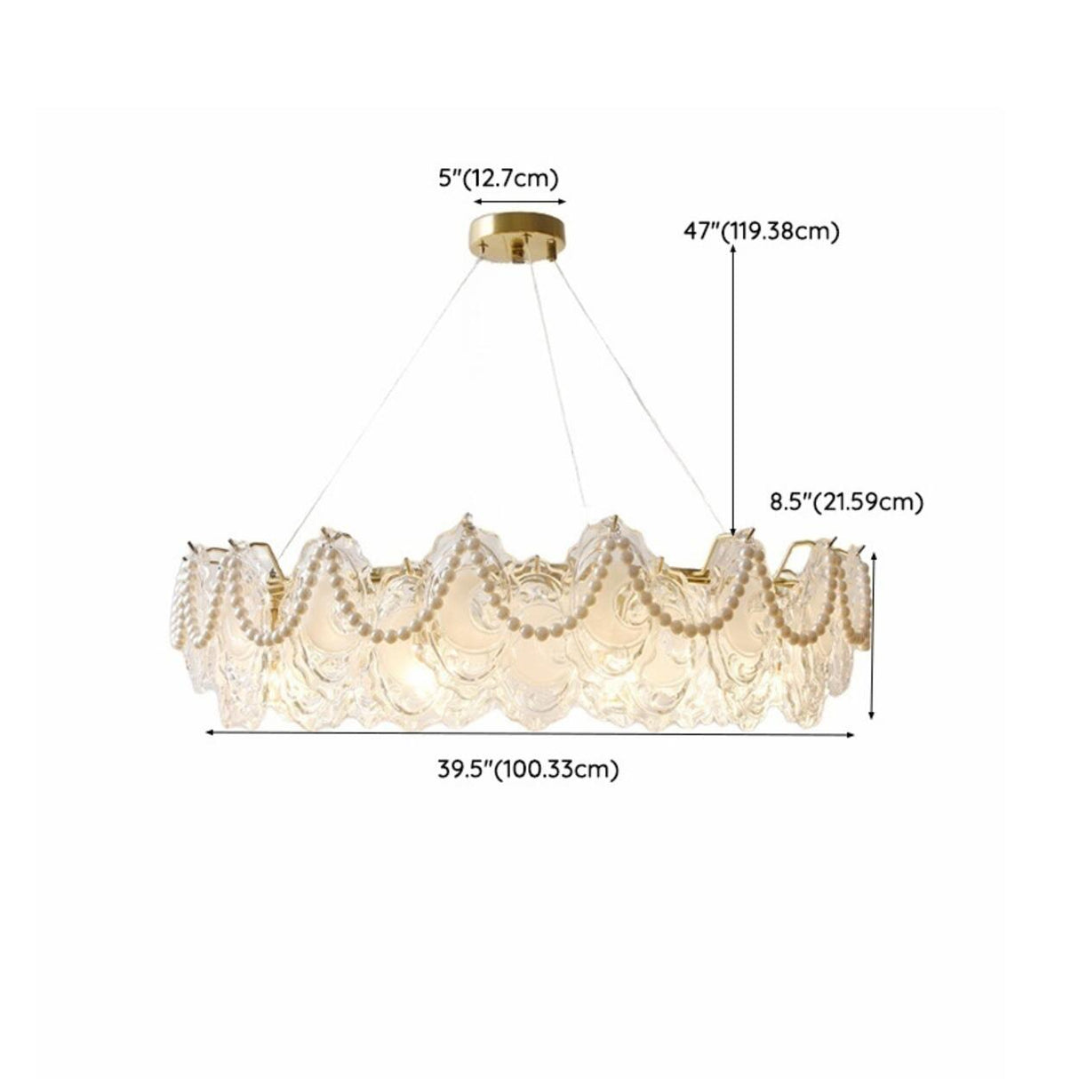 Luxury 2 Tiers Crystal Pearl Round Chandelier Image - 51