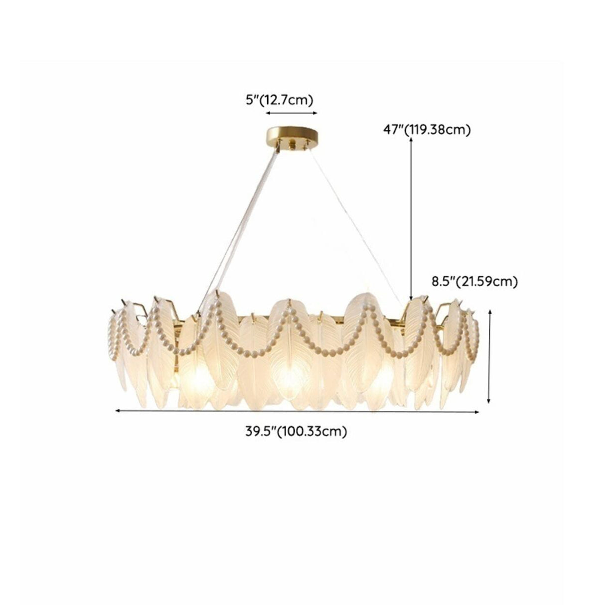 Luxury 2 Tiers Crystal Pearl Round Chandelier Image - 55