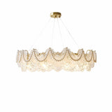 Luxury 2 Tiers Crystal Pearl Round Chandelier Image - 7