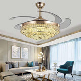 Luxury 3 Gear Crystal Retractable Chandelier Fan Light Image - 1