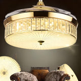 Luxury 3 Gear Crystal Retractable Chandelier Fan Light Image - 10