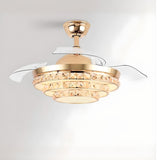 Luxury 3 Gear Crystal Retractable Chandelier Fan Light Image - 11