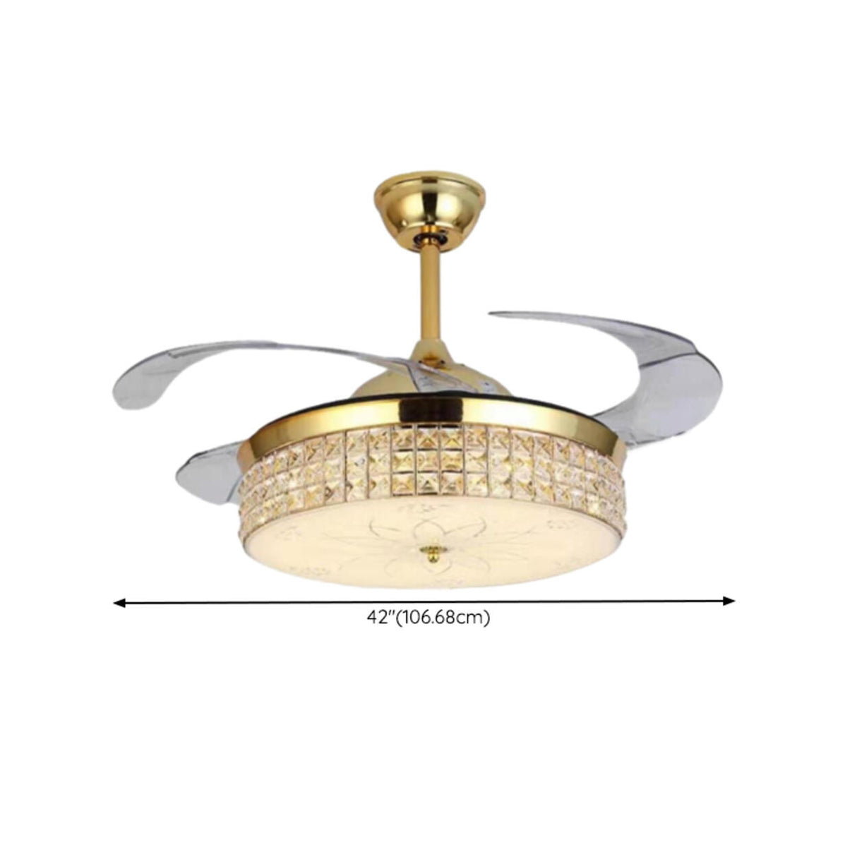 Luxury 3 Gear Crystal Retractable Chandelier Fan Light Image - 19