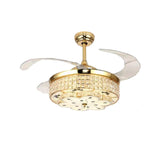 Luxury 3 Gear Crystal Retractable Chandelier Fan Light Image - 3