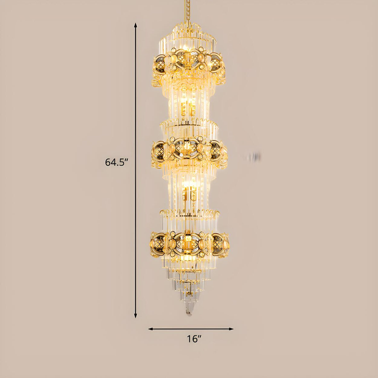 Luxury 3 Tiers Grand Golden Clear Crystal Chandelier Image - 4