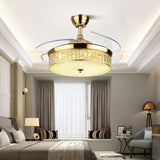 Luxury 5 Blade Modern Crystal Round Ceiling Fan Light Image - 3