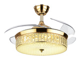 Luxury 5 Blade Modern Crystal Round Ceiling Fan Light Image - 5