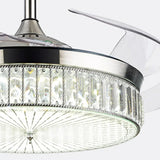 Luxury 5 Blade Modern Crystal Round Ceiling Fan Light Image - 8