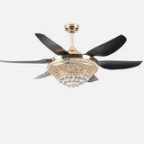 Luxury 6 Blade Crystal Bowl Remote Ceiling Fan Light Image - 10