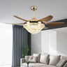 Luxury 6 Blade Crystal Bowl Remote Ceiling Fan Light Image - 2