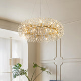 Luxury Adjustable Height Drum Crystal LED Chandelier Image - 3