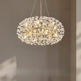 Luxury Adjustable Height Drum Crystal LED Chandelier Image - 6