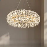 Luxury Adjustable Height Drum Crystal LED Chandelier Image - 7