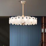 Luxury Adjustable Tricolor LED Chandelier Fan Light Image - 18