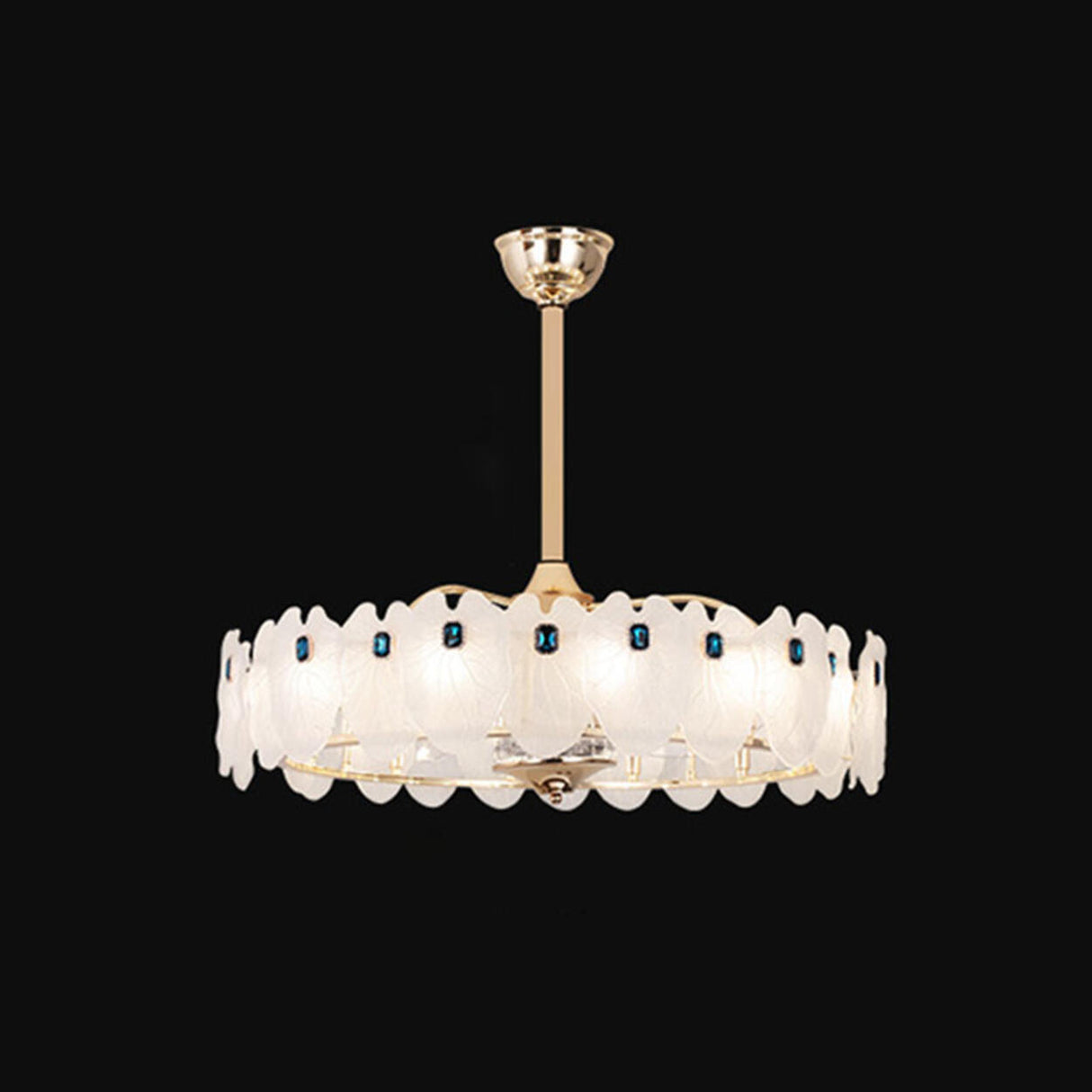 Luxury Adjustable Tricolor LED Chandelier Fan Light Image - 8