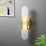 Luxury Alabaster Geometric Up Down LED Wall Sconce Image - 1