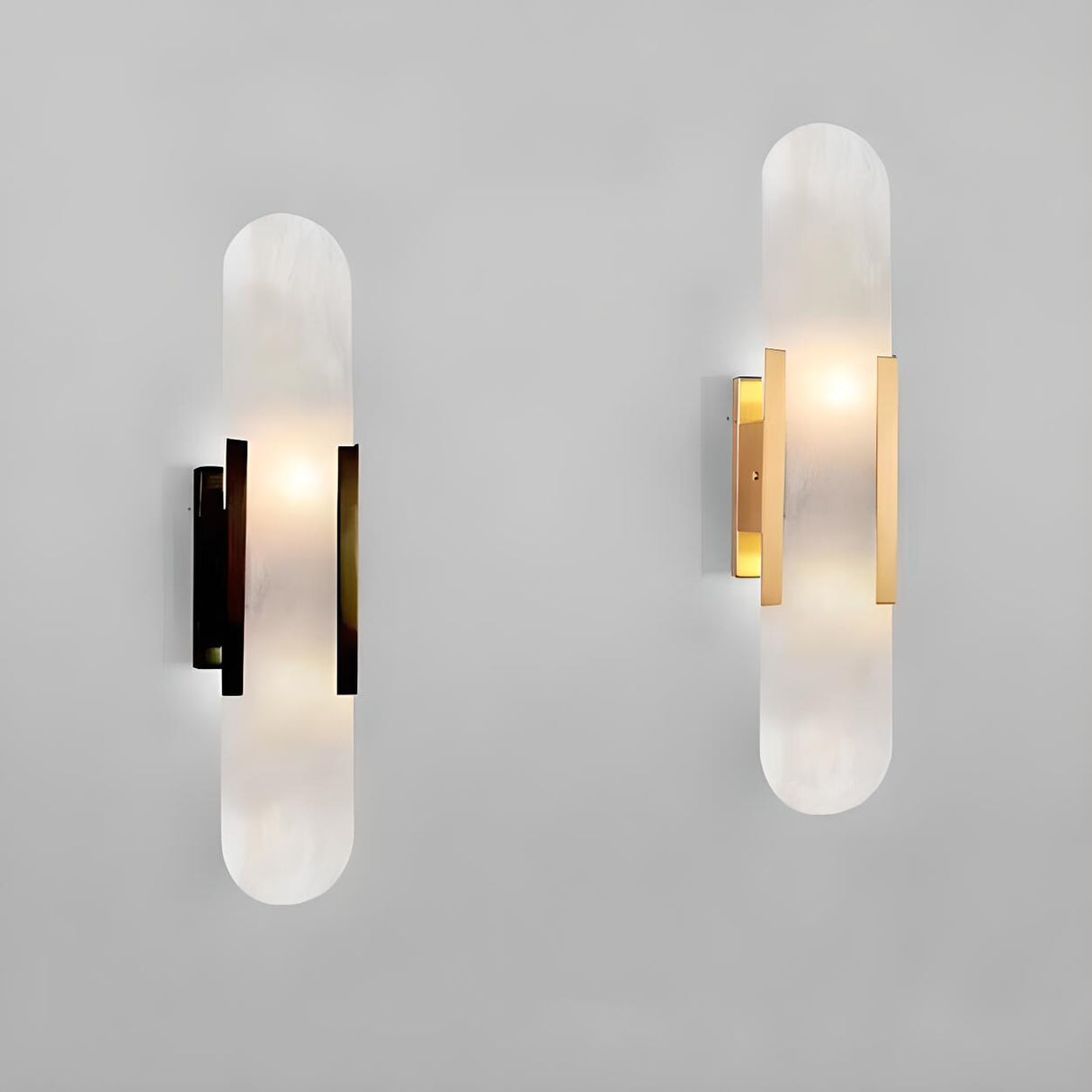 Luxury Alabaster Geometric Up Down LED Wall Sconce Image - 15