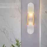 Luxury Alabaster Geometric Up Down LED Wall Sconce Image - 2