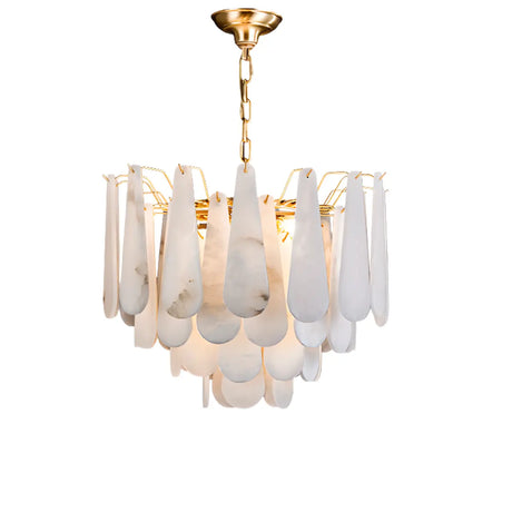 Luxury Alabaster Tiered Teardrop Living Room Chandelier Image - 2