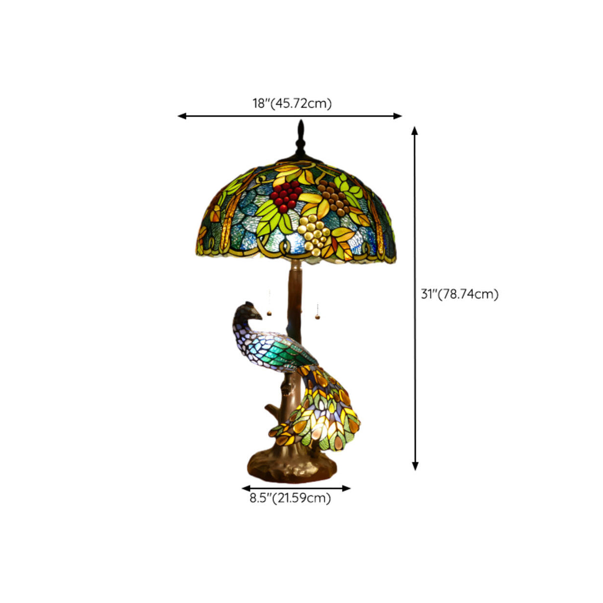 Luxury Art Deco Stained Glass Peacock Table Lamp Image - 12