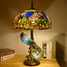 Luxury Art Deco Stained Glass Peacock Table Lamp Image - 4