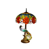 Luxury Art Deco Stained Glass Peacock Table Lamp Image - 5