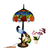 Luxury Art Deco Stained Glass Peacock Table Lamp Image - 6