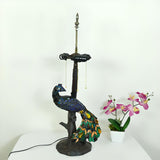 Luxury Art Deco Stained Glass Peacock Table Lamp Image - 8