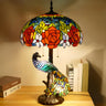 Luxury Art Deco Stained Glass Peacock Table Lamp Image - 9