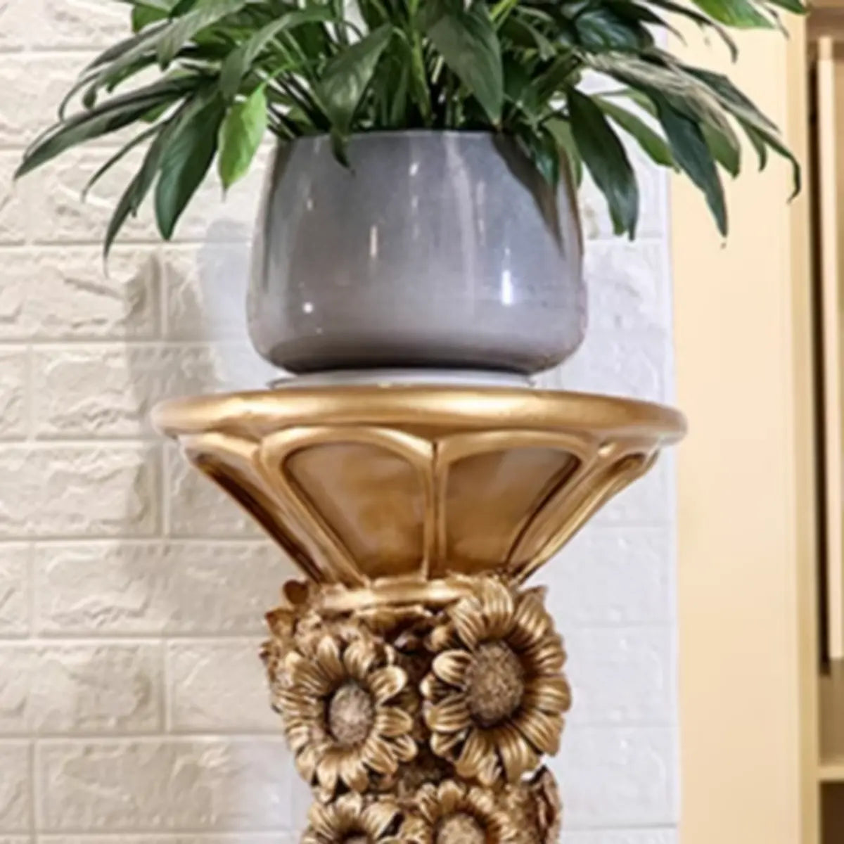 Luxury Baroque Indoor Golden Floral Base Plant Stand Image - 6