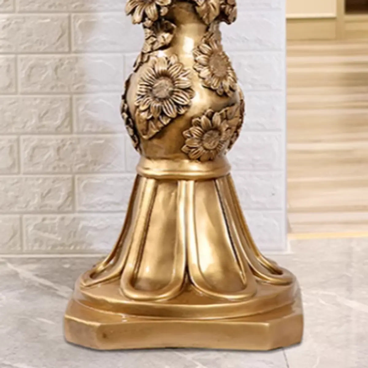 Luxury Baroque Indoor Golden Floral Base Plant Stand Image - 7