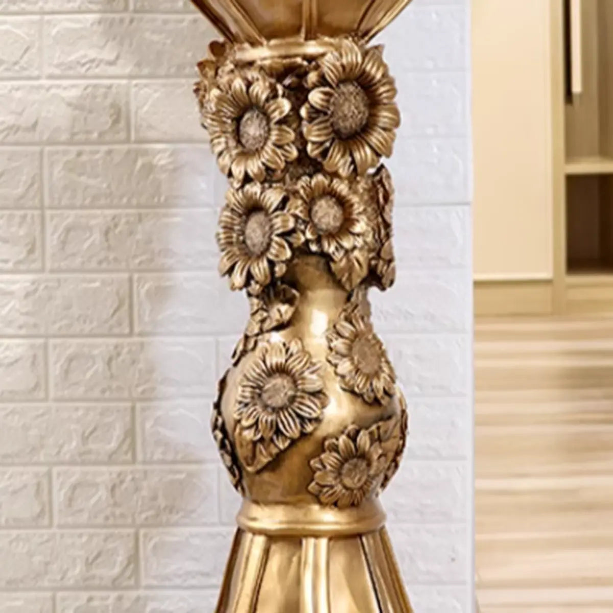 Luxury Baroque Indoor Golden Floral Base Plant Stand Image - 8